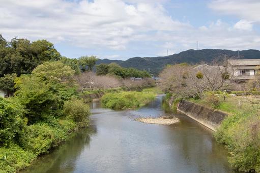 音羽川 音羽川,豊川市,旧東海道の写真素材