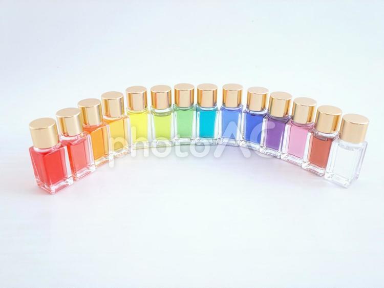 整列したカラーボトル_11 カラー,ボトル,ガラスの写真素材