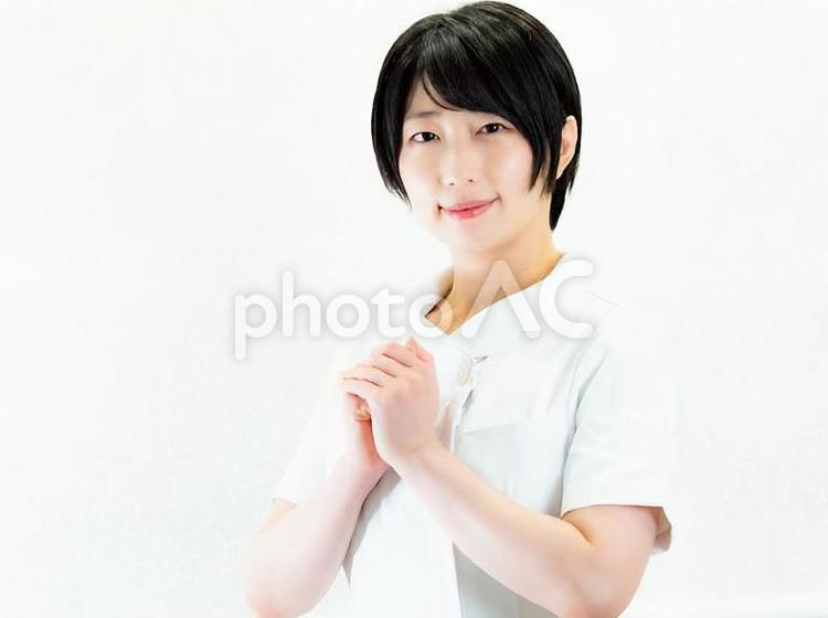 06：看護師のアップ【白バック】 ナース,看護師,看護婦の写真素材
