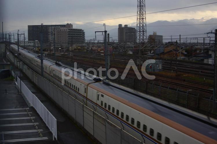 北陸新幹線　e7系　下り しなの鉄道,新幹線,北陸新幹線の写真素材