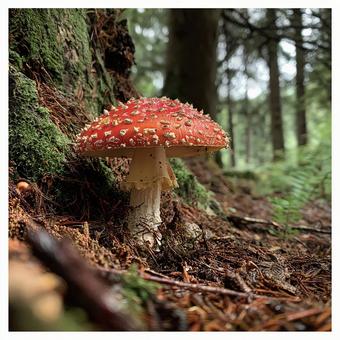 まるで童話の世界のようなベニテング まるで童話の世界のようなベニテングの写真