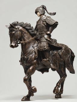 躍動感あふれる馬に乗った戦士の銅像 躍動感あふれる馬に乗った戦士の銅像の写真