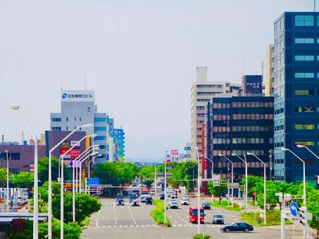 新潟駅前の街並みの眺め 新潟駅前の街並みの眺めの写真