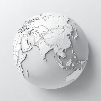 国境線が強調された立体的な地球儀 国境線が強調された立体的な地球儀の写真