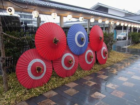 傘 傘,雨,赤色の写真素材