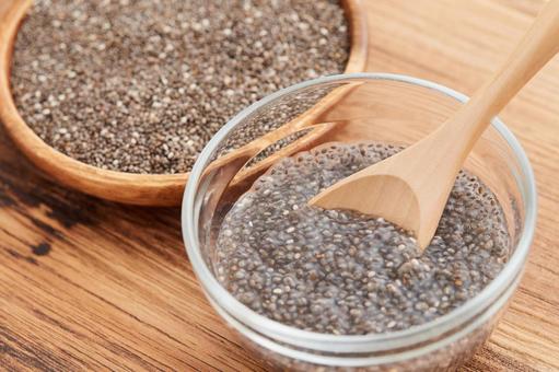 Chia seeds soaked in water, chia seed, healthy food, image, JPG