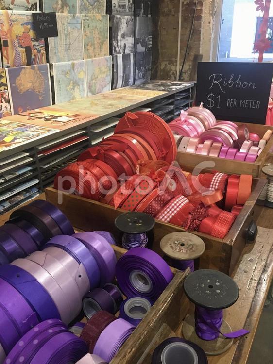 リボン屋 リボン,リボン屋,雑貨屋の写真素材