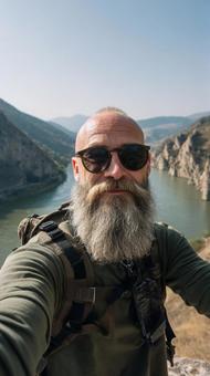 旅をする男性 旅をする男性の写真