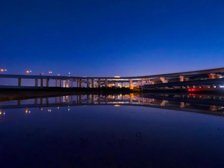 ジャンクションの夜景① ジャンクションの夜景① ジャンクション,高速道路,久御山の写真素材