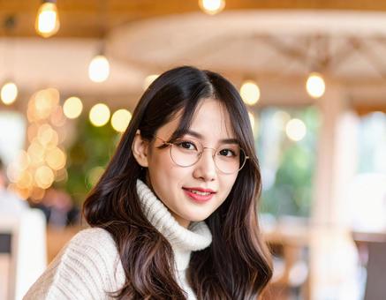 秋冬ファッション女性ポートレートの写真