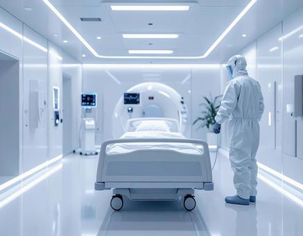 白い部屋の未来的な医療機関の写真