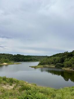 竜吟湖 岐阜県 湖 竜吟湖,湖,湖畔の写真素材