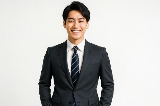 爽やかに笑顔で立つサラリーマン 爽やかに笑顔で立つサラリーマンの写真