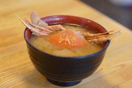 蟹入りのお味噌汁 カニ汁,味噌汁,蟹の写真素材