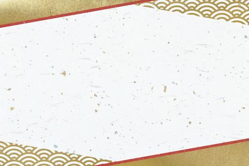 紙のテクスチャ（大礼紙金銀箔金青海波赤） 青海波,和紙,金色の写真素材