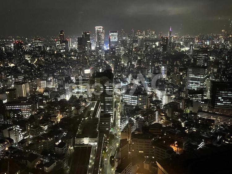 高層ビルから見下ろす東京の夜景 イルミネーション,ネオン,夜景の写真素材