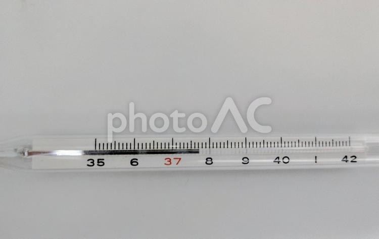 体温計　37.7℃　水銀　高熱 体温計,水銀,高熱の写真素材