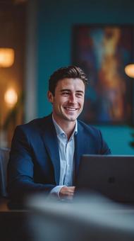 パソコン操作をするビジネスマンの写真