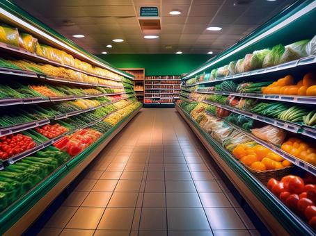 スーパーの食料品・野菜売り場3 スーパーの食料品・野菜売り場3の写真
