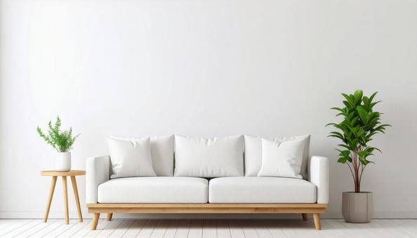 シンプルモダンなソファ、観葉植物 シンプルモダンなソファ、観葉植物の写真