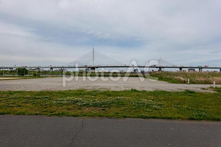 荒川　河川敷 荒川,河川敷,土手の写真素材