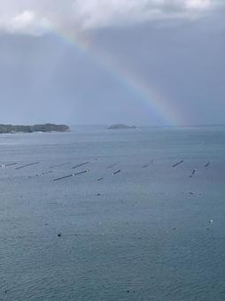 海と虹 海,虹,自然の写真素材