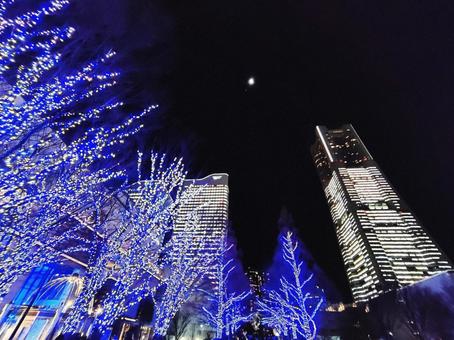 夜空に輝く横浜のイルミネーション 夜空に輝く横浜のイルミネーション の写真