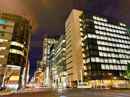 日本橋の街角の夜景 日本橋の街角の夜景 夜,夜景,ライトアップの写真素材