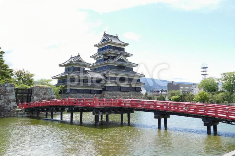 松本城から　長野県 松本城,城,城下町の写真素材