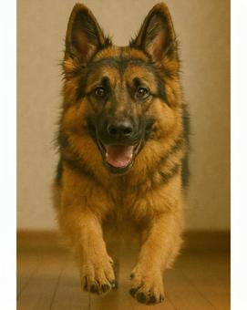 走り出す犬|シェパード|屋内 走り出す犬|シェパード|屋内の写真