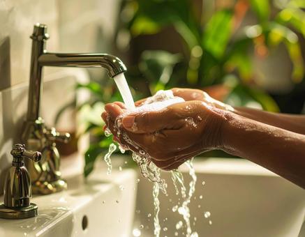 水をすくっている手 水をすくっている手の写真
