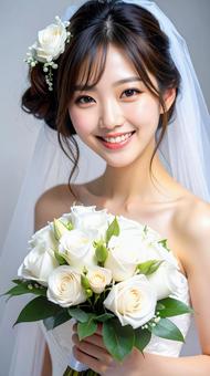 ウエディングドレス姿の花嫁 ブーケ ウエディングドレス姿の花嫁 ブーケの写真