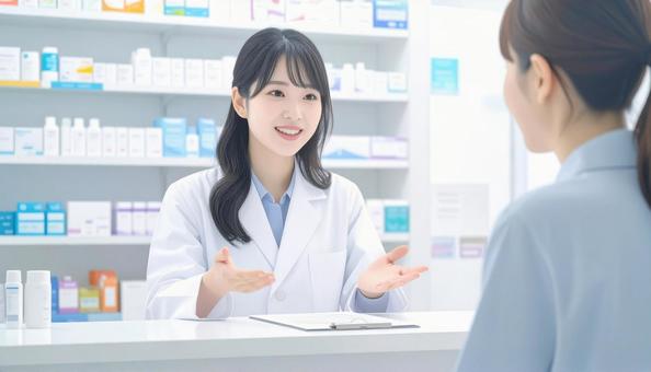 笑顔で働く薬剤師 笑顔で働く薬剤師の写真