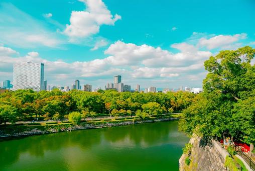 【大阪】大阪城公園の雰囲気 大阪城,お城,城の写真素材