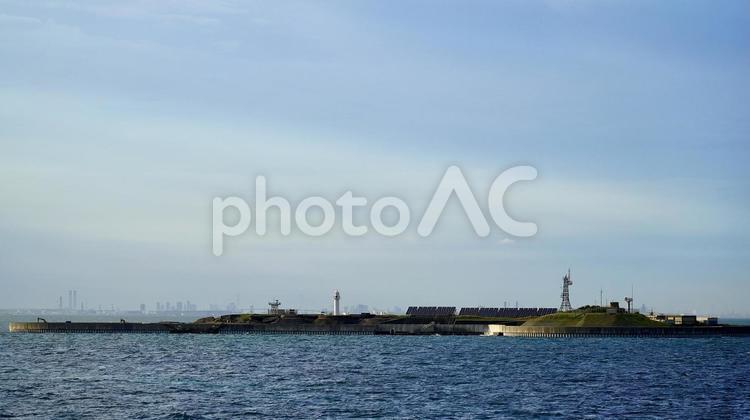 東京都の第二海堡 第二海堡,海,島の写真素材