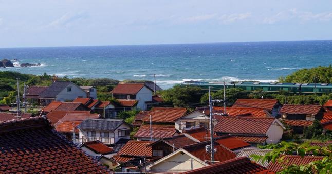 石見のや 海,街並み,風景の写真素材