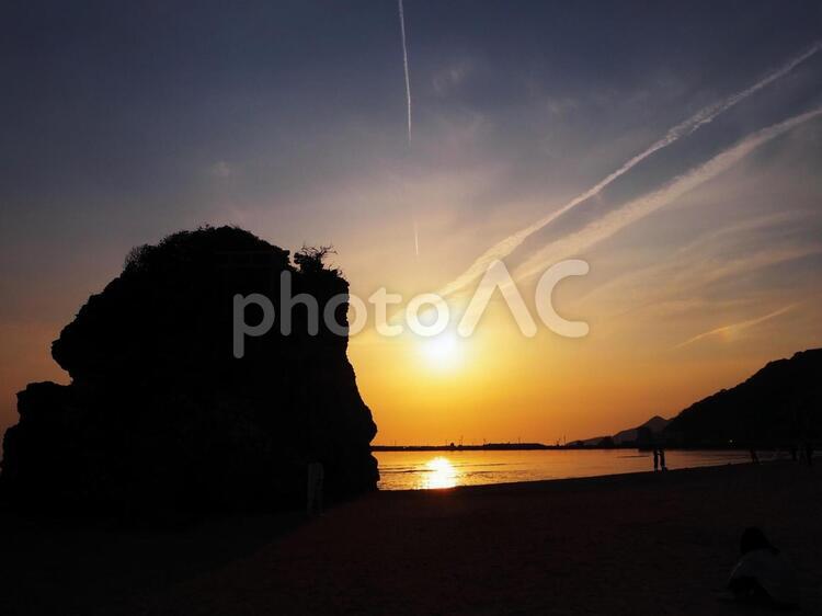 稲佐の浜の夕焼け2 稲佐の浜,夕焼け,夕日の写真素材