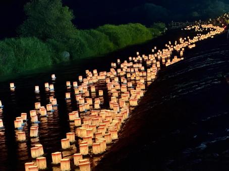 永平寺町大灯籠流しの一幕 灯籠,灯ろう,ろうそくの写真素材