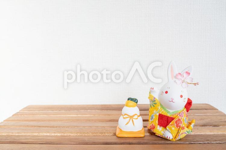 兎年　お正月の年賀状素材 年賀状,正月,迎春の写真素材