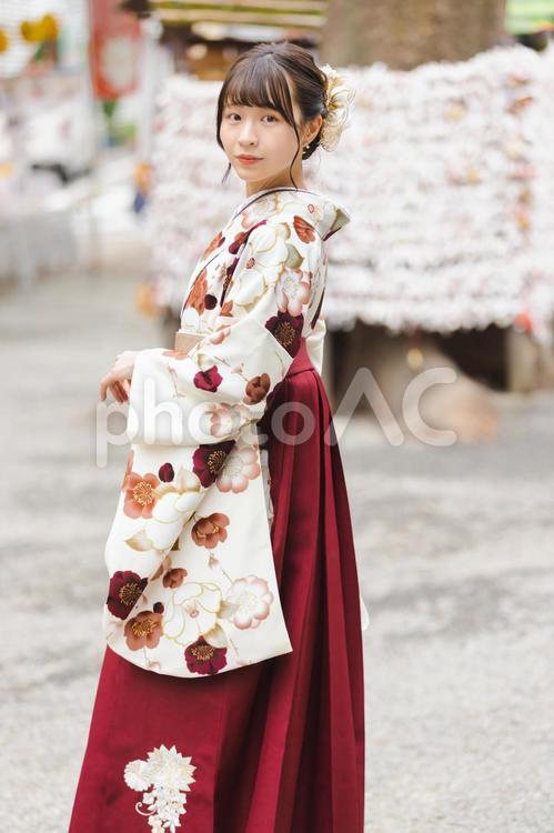 卒業式　袴　女性 女性,日本人,卒業式の写真素材