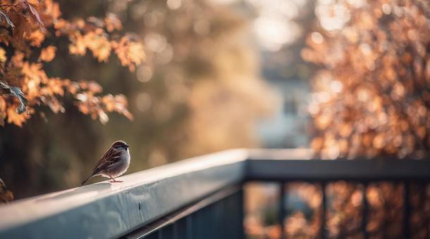 ベランダに訪れる秋の小鳥 ベランダに訪れる秋の小鳥の写真