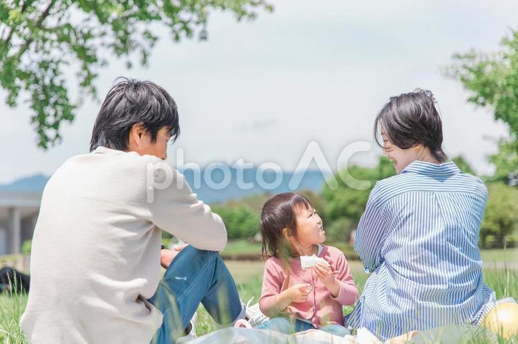 公園でピクニックする親子・家族 家族,公園,子供の写真素材