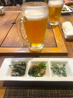 お通しとビール ビール,ジョッキ,生の写真素材