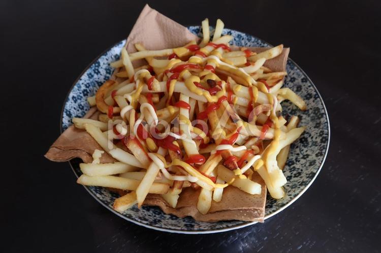 ポテトフライ ポテト,揚げ物,ケチャップの写真素材