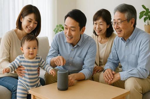 スマート家電と家族団らん スマート家電と家族団らんの写真