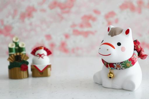 午年の年賀状素材 年賀状,午,白馬の写真素材