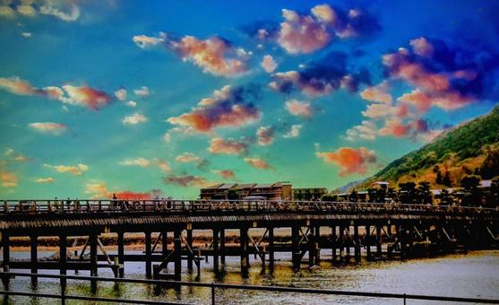 秋の渡月橋 秋の渡月橋 渡月橋,嵐山,秋の写真素材