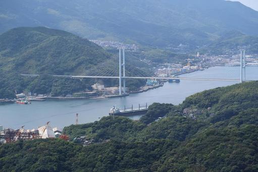 雄大な橋と港町の景観 風景,景色,パノラマの写真素材