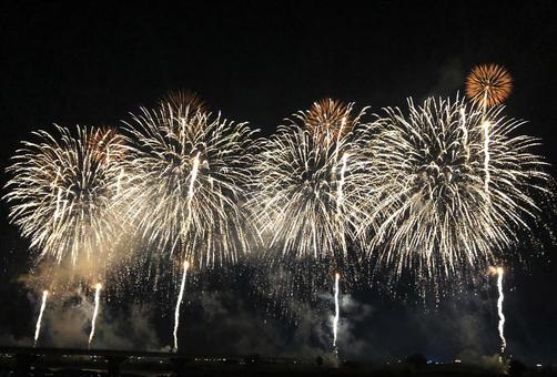 長岡まつり　花火 夜空,花火,綺麗の写真素材