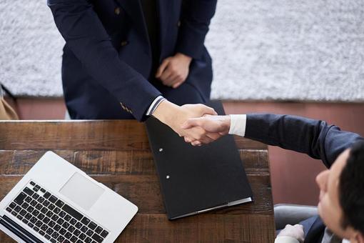 Asian businessman shaking hands, businessman, handshake, meeting, JPG